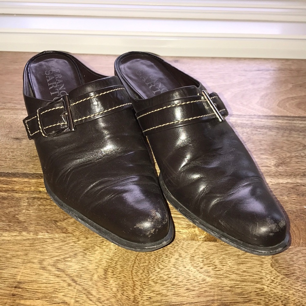Dark brown Franco Sarto mules